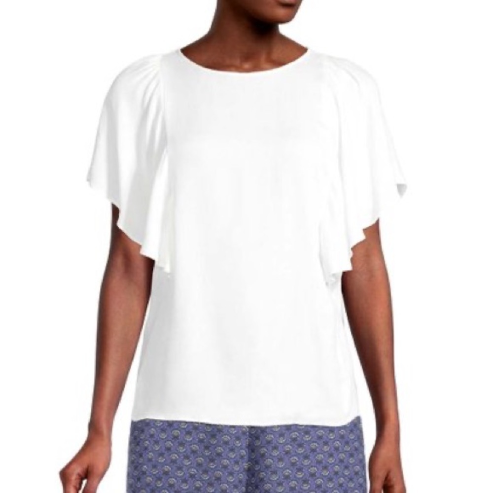 NWT LOFT Snowy White Flutter Sleeve